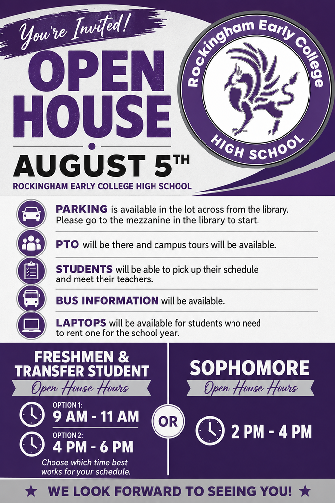 Rockingham Early College High School open house - Wednesday, August 5th