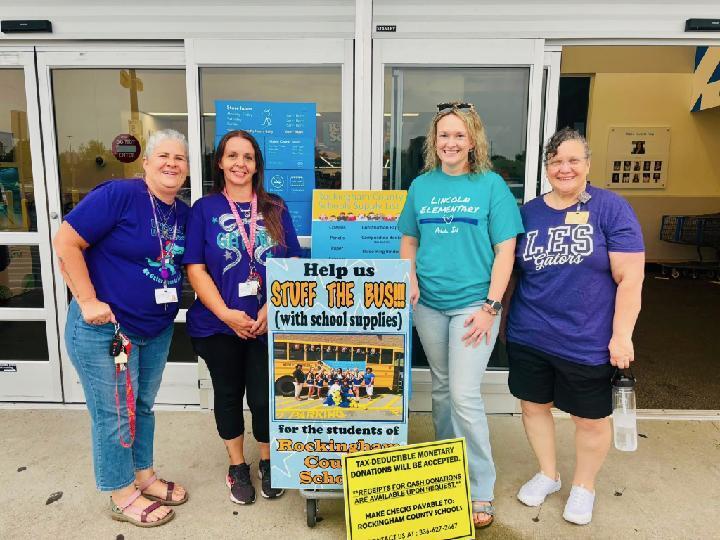 Lincoln Elementary staff and faculty at the Walmart Stuff-the-Bus event