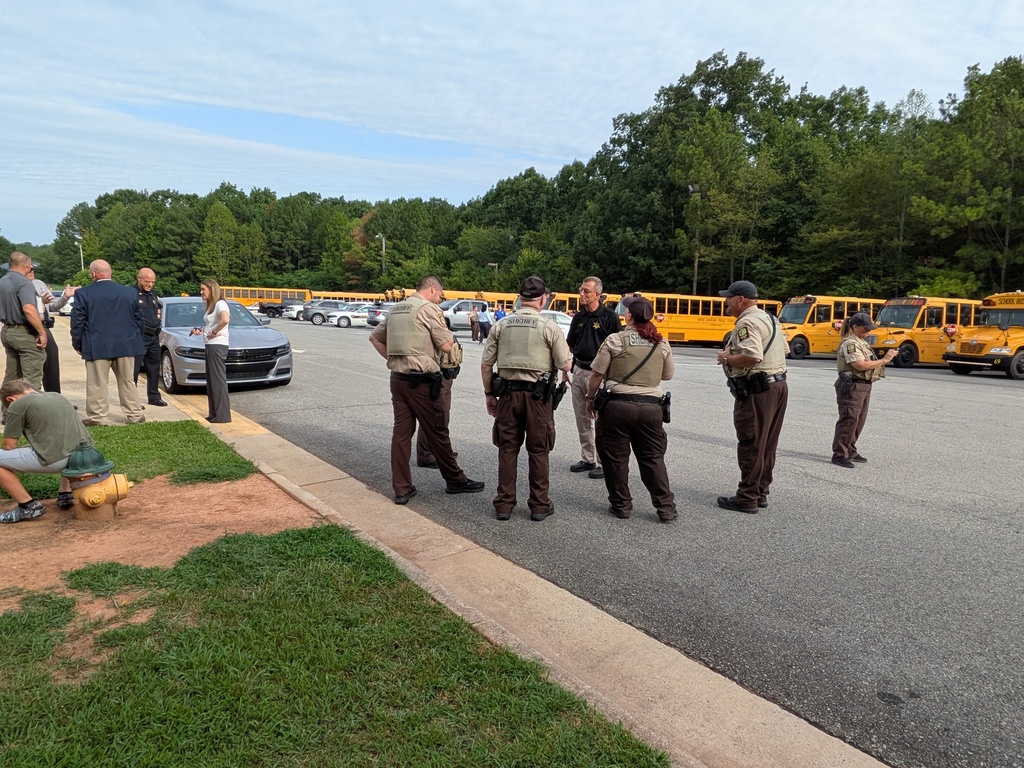 Law enforcement officers and county officials attending School Safety press conference Aug. 20th at Rockingham Co. Middle School