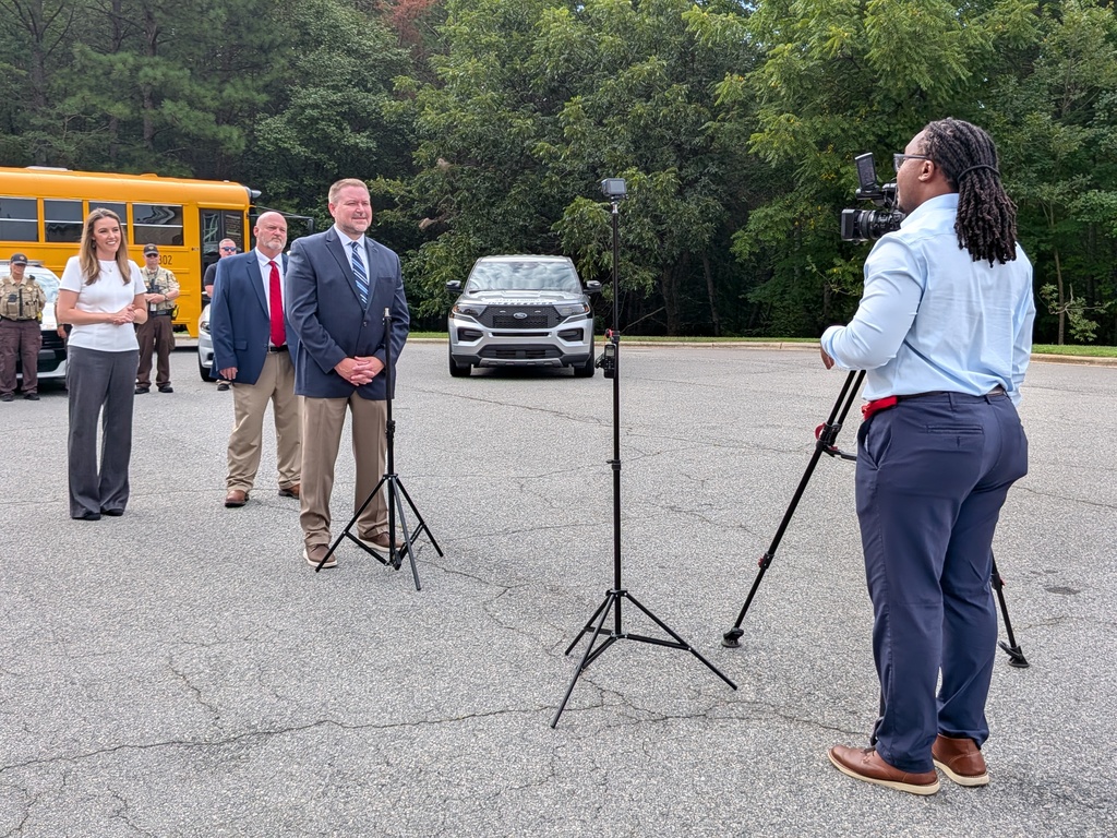 RCS Superintendent Dr. Perkins, D.A. Gregg, and Sheriff Parker at School Safety press conference Aug. 20th at Rockingham Co. Middle School