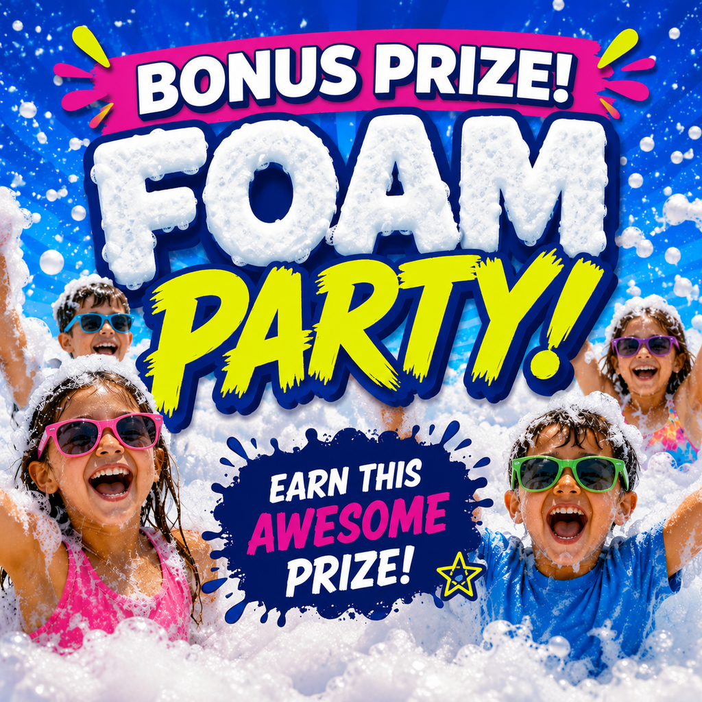 Foam Party reward poster - kids in foam