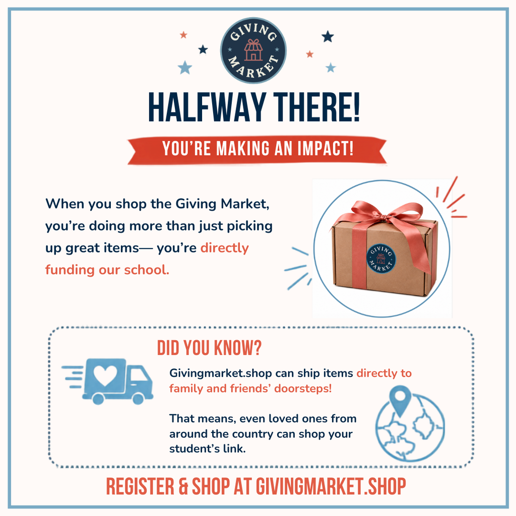halfway there - givingmarket.shop fundraiser flyer