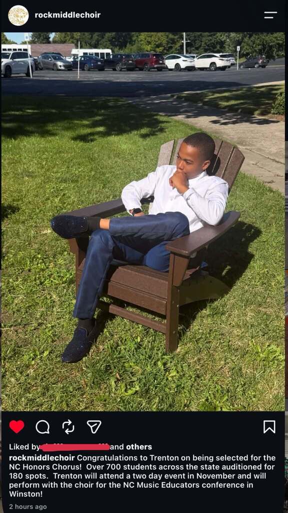 pic of student in a chair during audition day