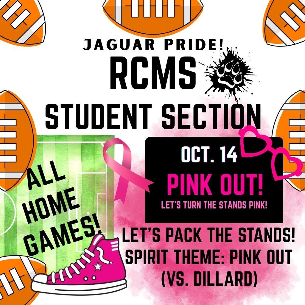 Pink Out Student Section flyer for Oct. 14