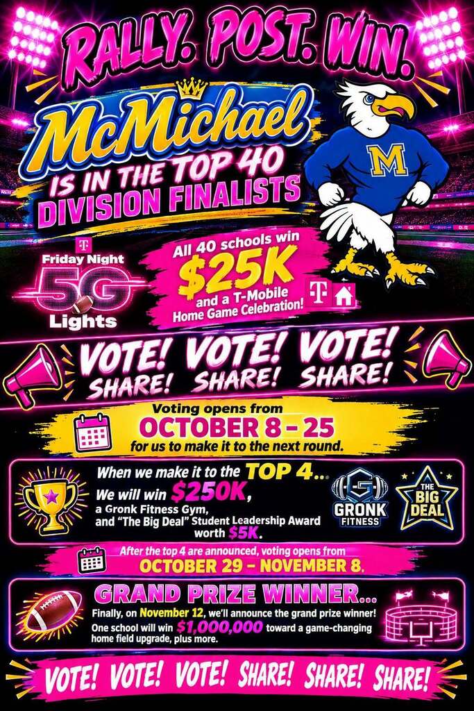 Vote everyday for T-Mobile Friday NIght Lights Contest Now through October 25th