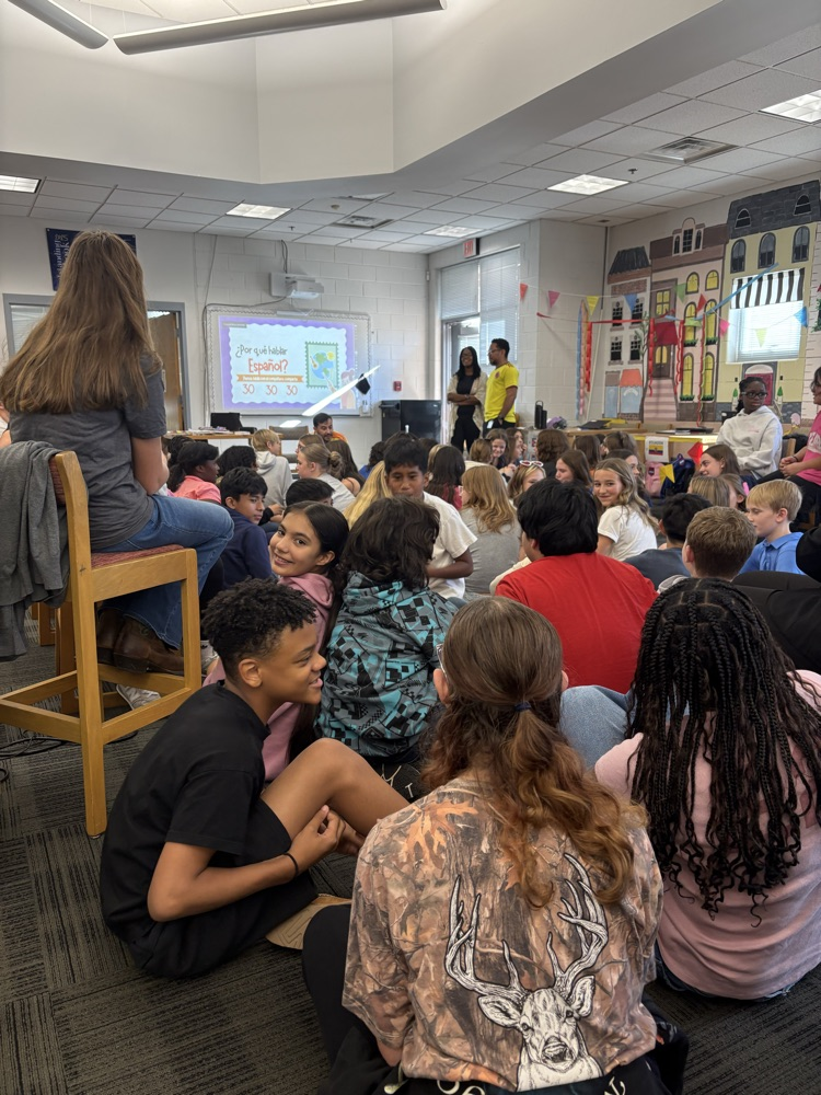 students gathered in the media center