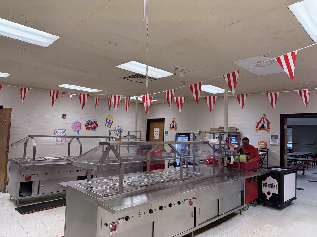 National School Lunch Week 2026- Cafeteria line area decorated in a circus theme