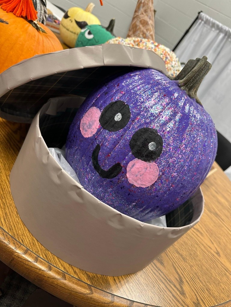Rockingham County Middle pumpkin- A pumpkin painted purple to look like a dumpling squish toy