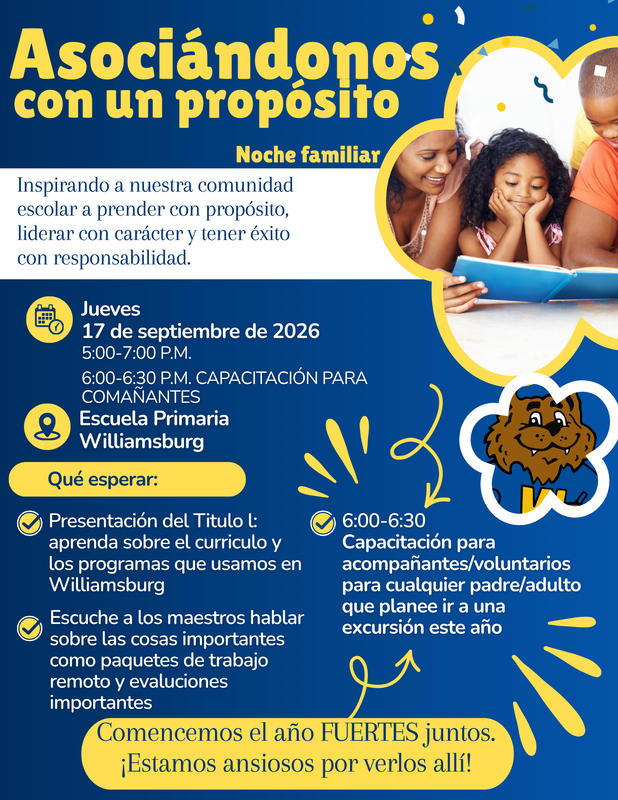 Partnering with Purpose Family Night Spanish flyer