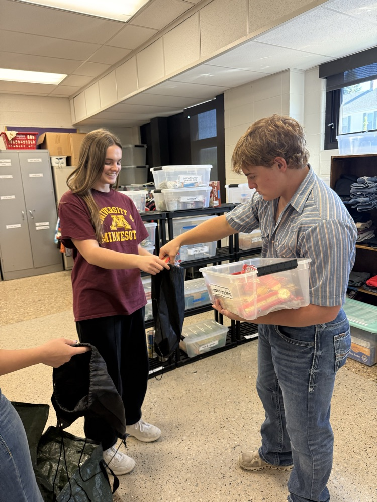NHS students packing food bags