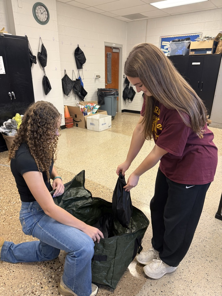 NHS students preparing for bag delivery