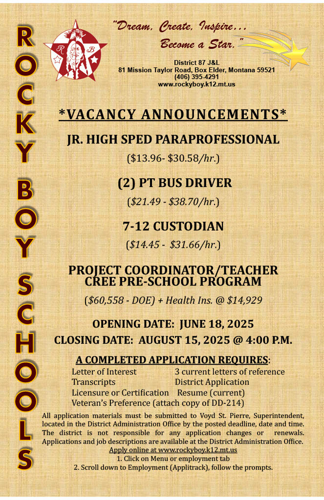 Rocky Boy School Jobs