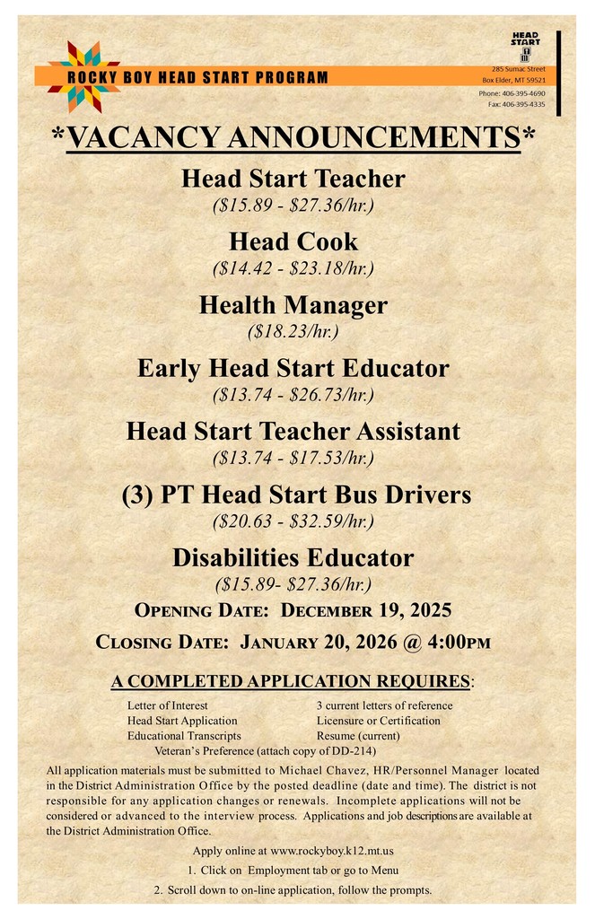 December 2025 Head Start Job Announcement