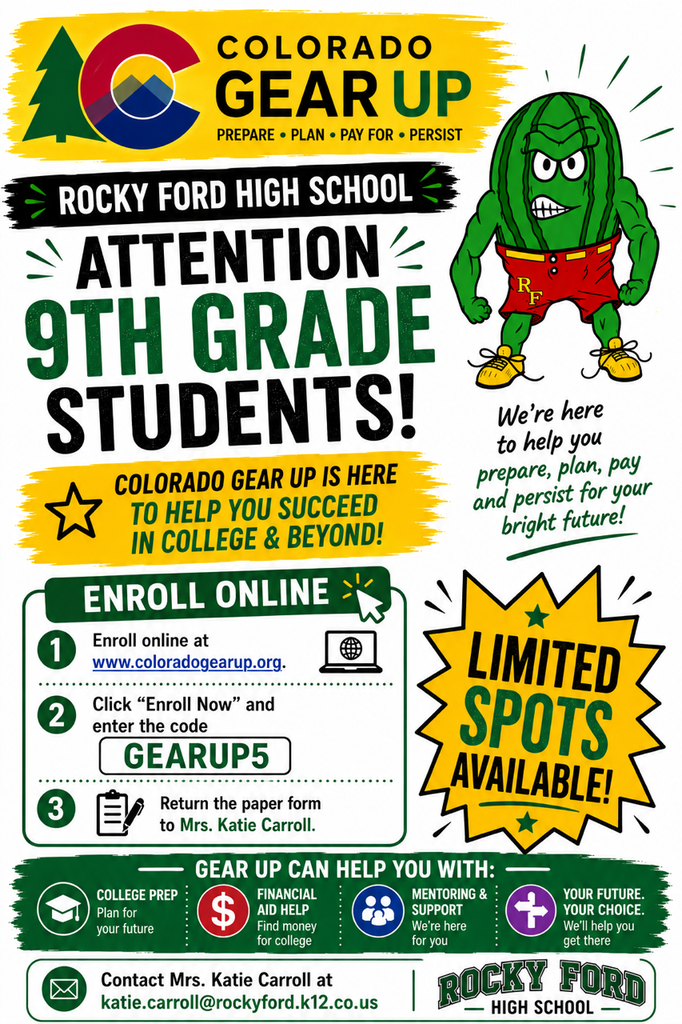 Colorado GEAR UP recruitment flyer for 9th grade students