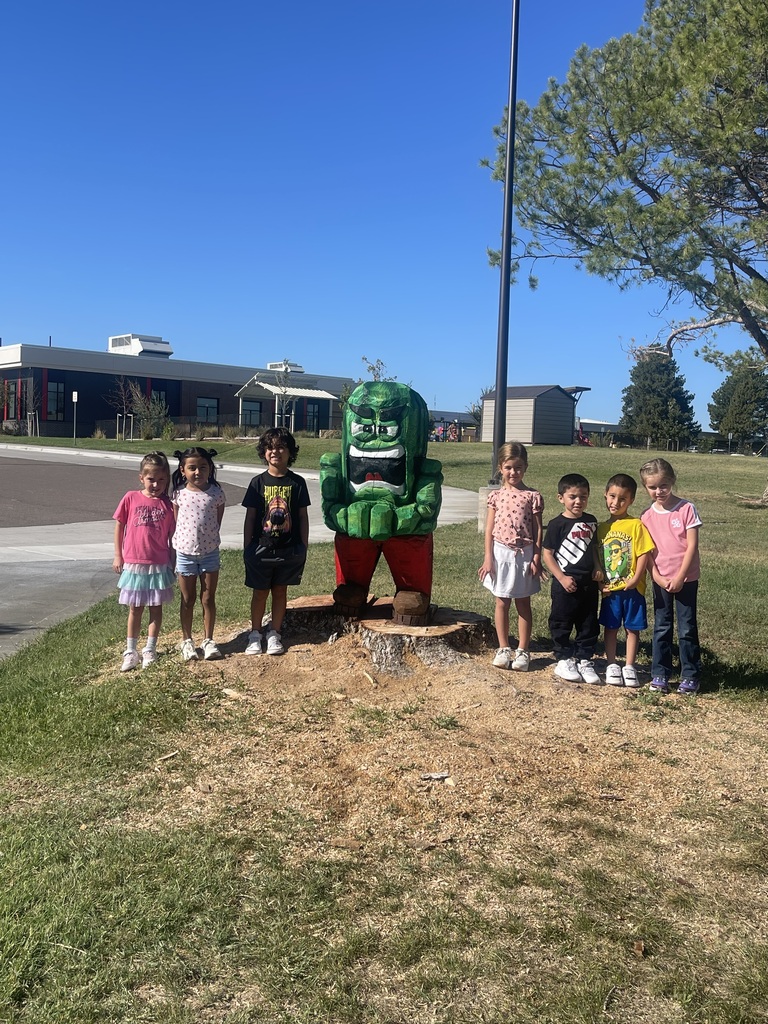 Kinder students with Melon Man 