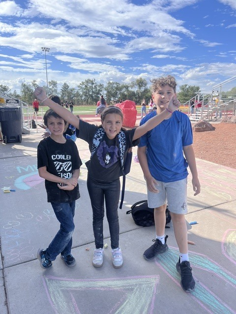 Sidewalk chalk students