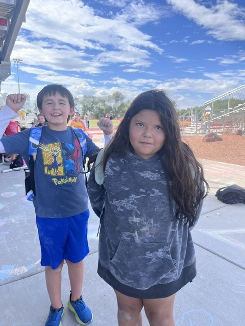 Students during sidewalk chalk activity