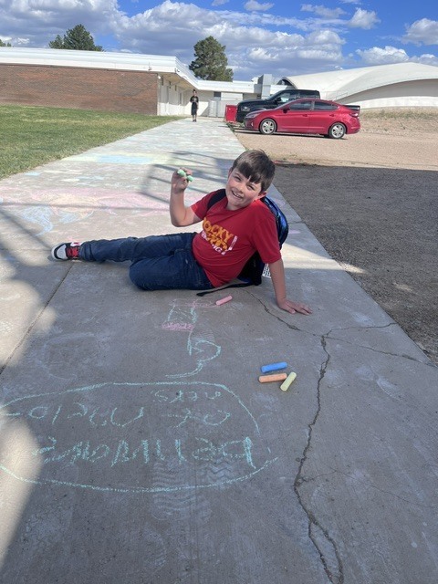 Student -Sidewalk chalk drawing
