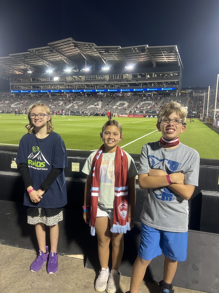 RMDS students who signed the national anthem for the 2024 Deaf Awareness Night at the Rapids game