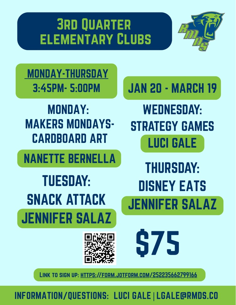 3rd quarter after school program flyer for elementary