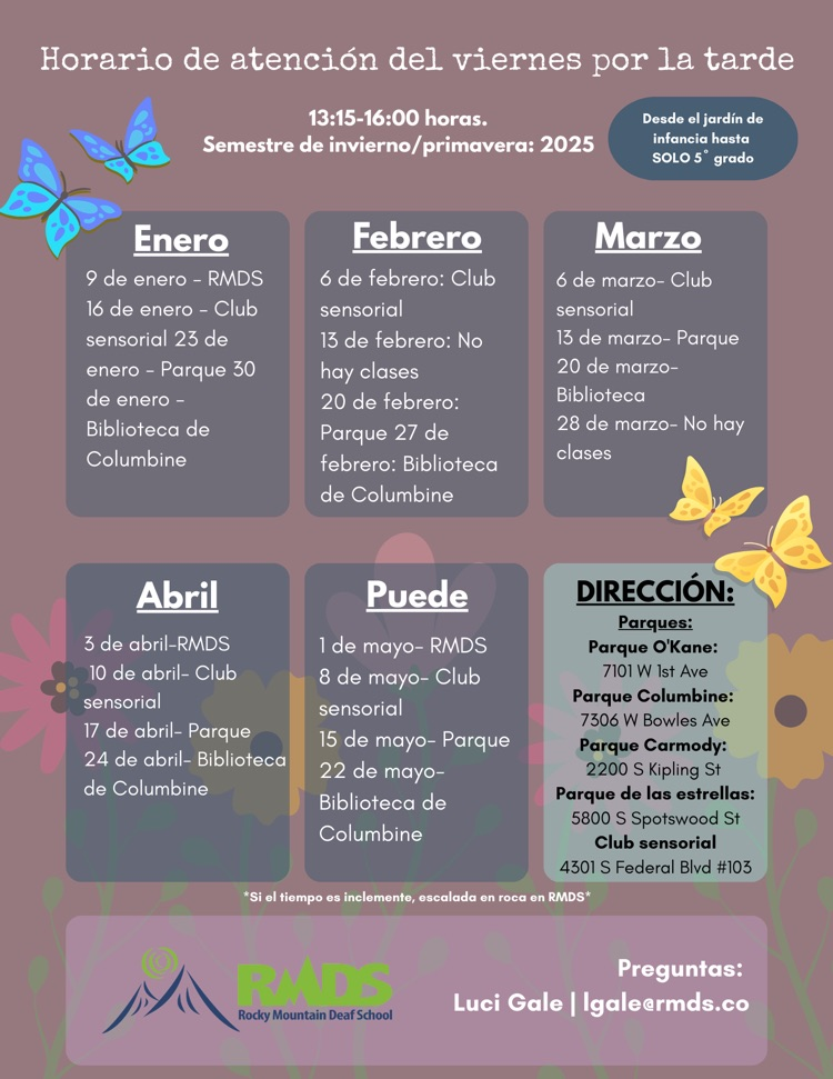Spanish flyer for Friday afternoon care, k-5th grade students only