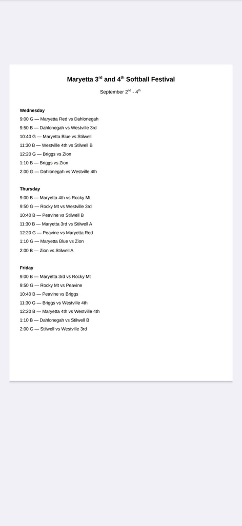 Schedule