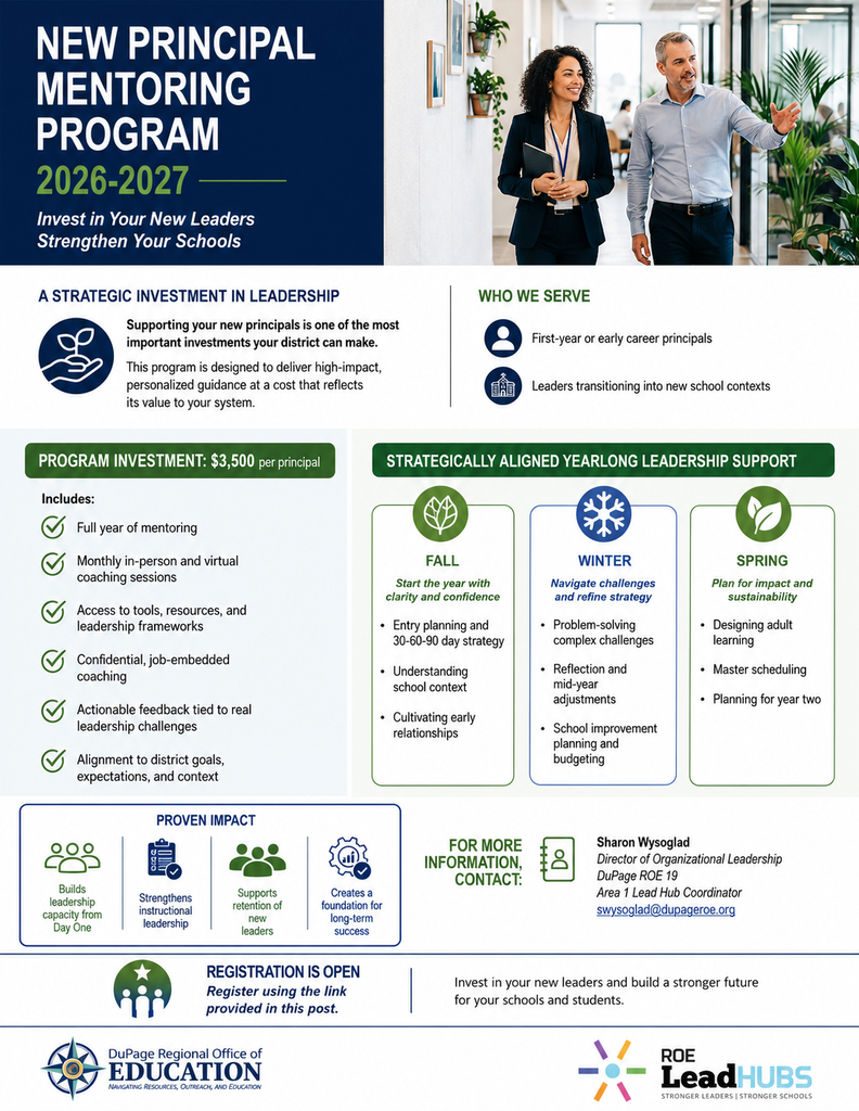 New Principal Mentoring Program 2026-2027 Flyer