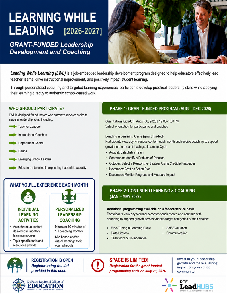 Learning While Leading 2026-2027 Flyer