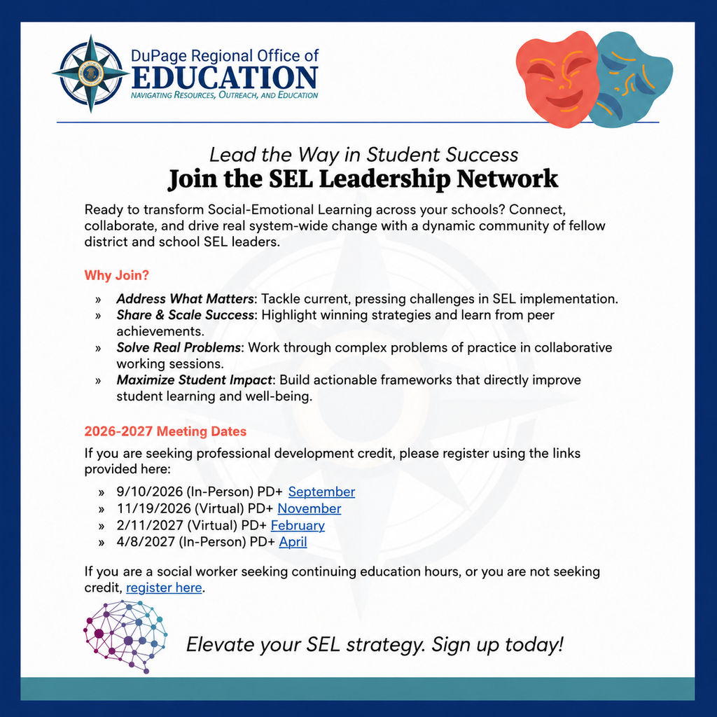 An informational flyer with a logo. The flyer invites social workers to join a student success leadership network.