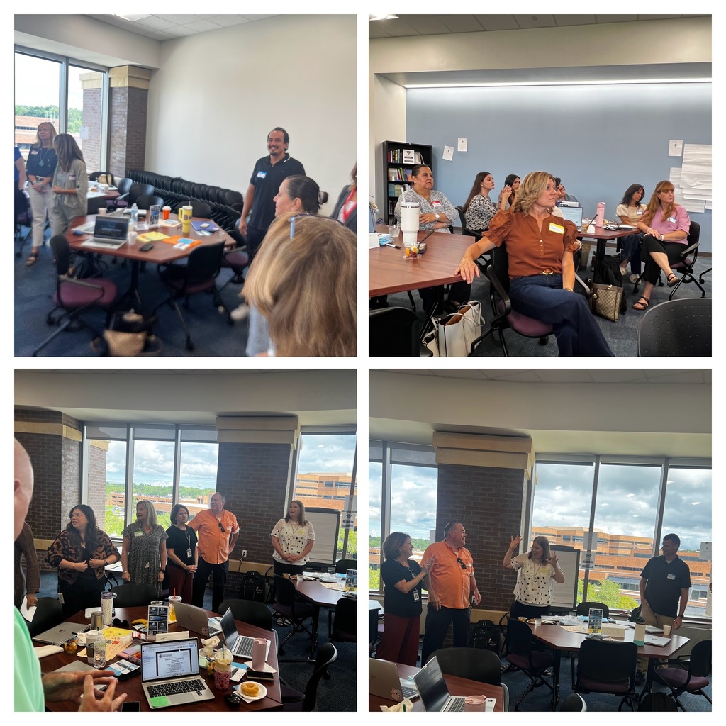 A series of photos showing people in a room with tables, chairs, and windows. Some are standing, some sitting, and some appear to be having a meeting.