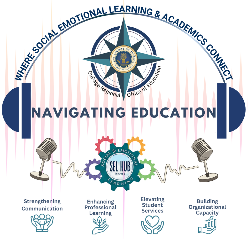 Logo with a compass, gears, and headphones. "Where social emotional learning & academics connect" and "Navigating Education" text.