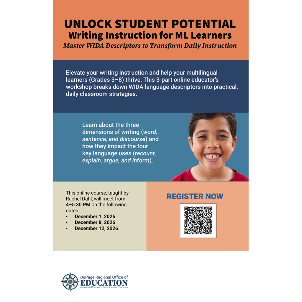 A poster shows a smiling child and text about an online course to help teachers.