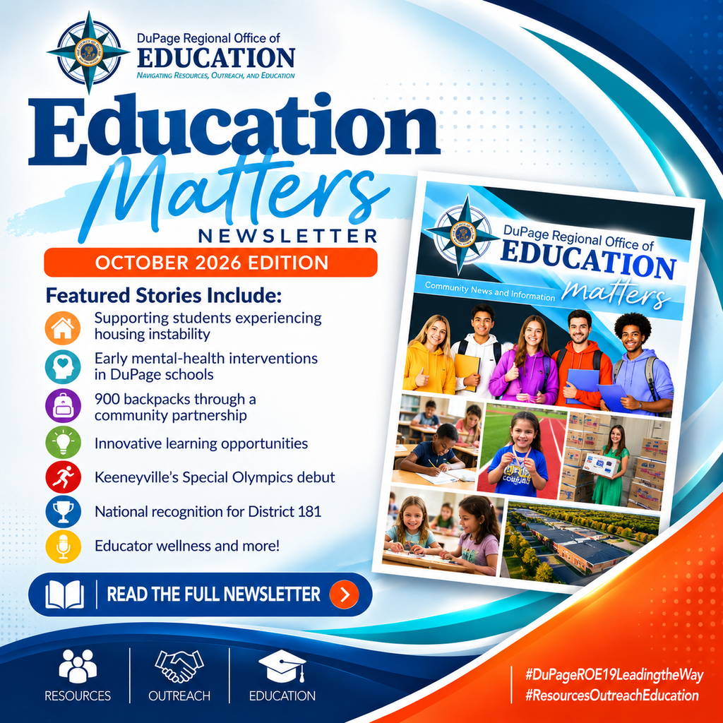 Blue and white design with the title "Education Matters" and "OCTOBER 2026 NEWSLETTER". It features various educational stories and topics.