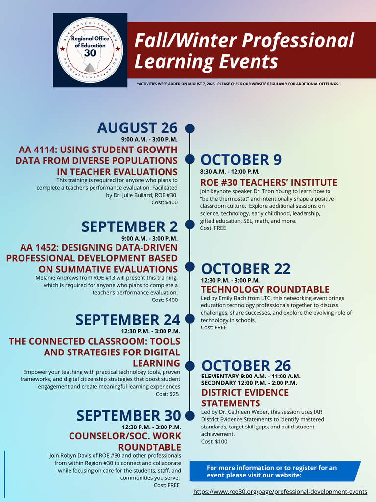 Aug through Oct Events