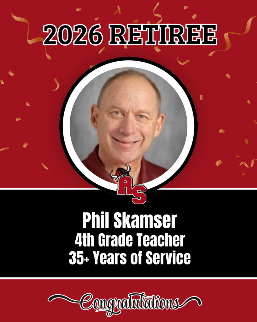 A red and black graphic with a photo of Phil Skamser, a smiling man, under "2026 Retiree".