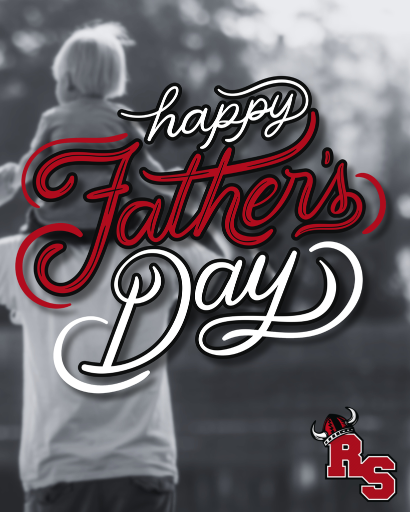 Father’s Day graphic featuring a blurred photo of an adult carrying a child on their shoulders, with “Happy Father’s Day” in decorative red and white lettering.