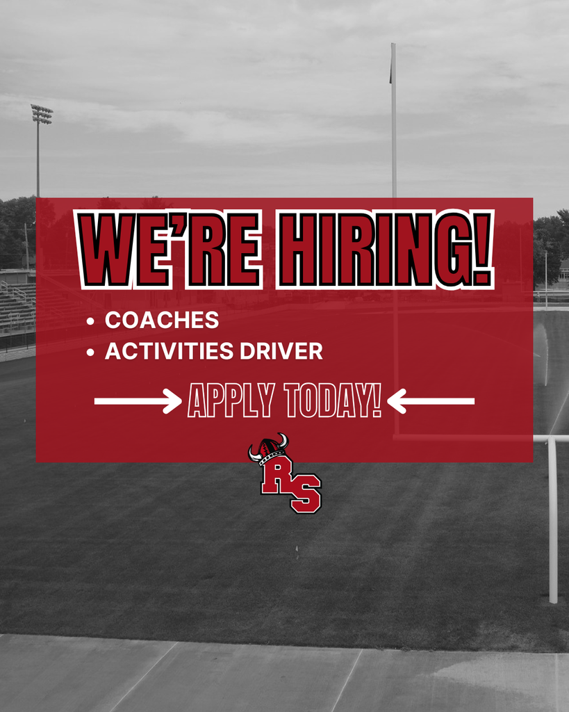 Now hiring coaches and an activities driver, with an "Apply Today" message over a stadium background.