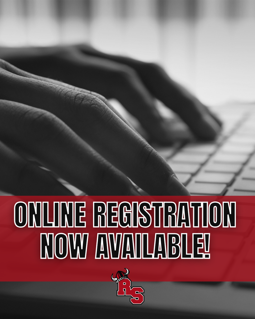 announcement that online registration is now available, featuring hands typing on a computer keyboard.