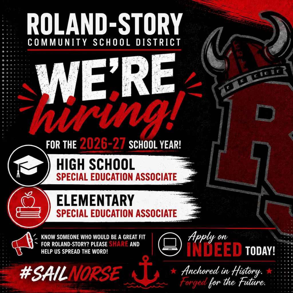 Roland-Story Community School District Associate hiring.