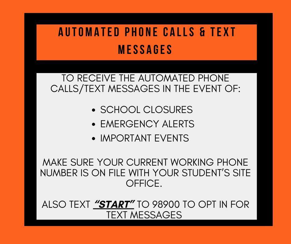 Graphic reminding families to stay connected with Roland Public Schools for inclement weather updates through automated calls, text alerts, and social media platforms.