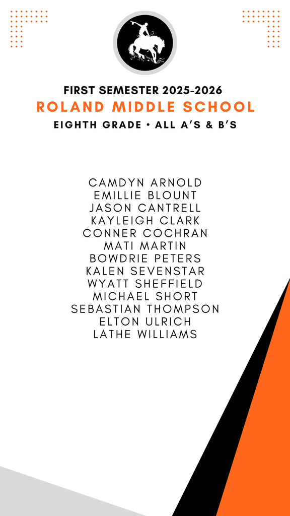 Middle school students recognized for First Semester Honor Roll achievement.