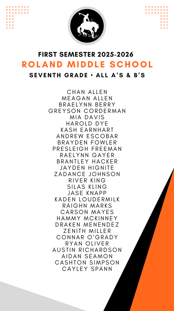 Middle school students recognized for First Semester Honor Roll achievement.