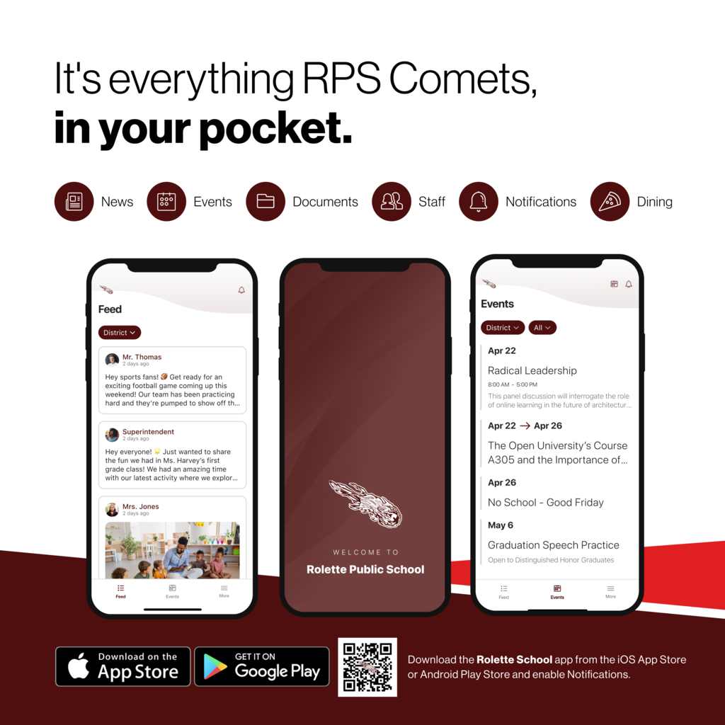 It's everything from your district in your pocket. News Events Documents Staff Dining Notifications Download the district's app from the ios app store or android play store and enable notifications (pictures of the app).