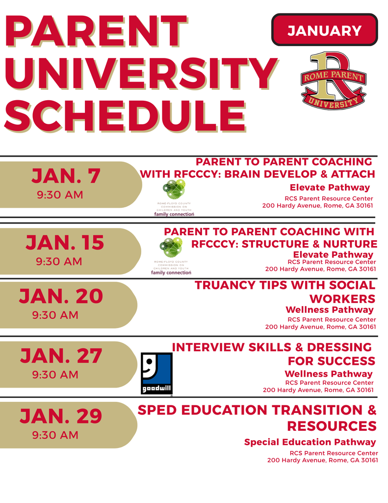 parent university schedule
