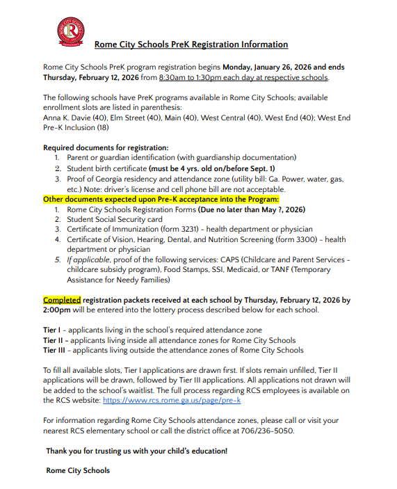 2026-2027 PreK Information