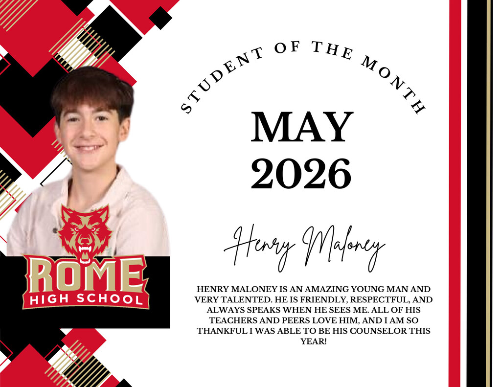 Student of the month for May - Henry Maloney