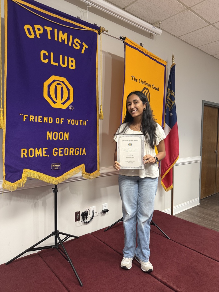 Isha Garg received the Noon Optimist September Student of the Month award for Rome High School.