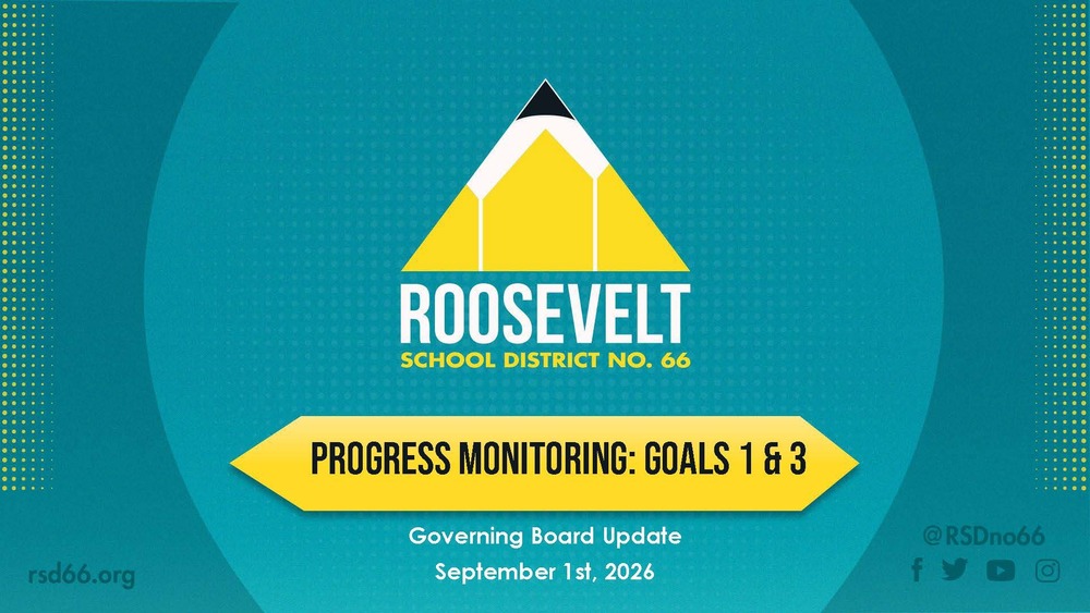 Graphic with district logo and title Progress Monitoring Goals 1 and 3