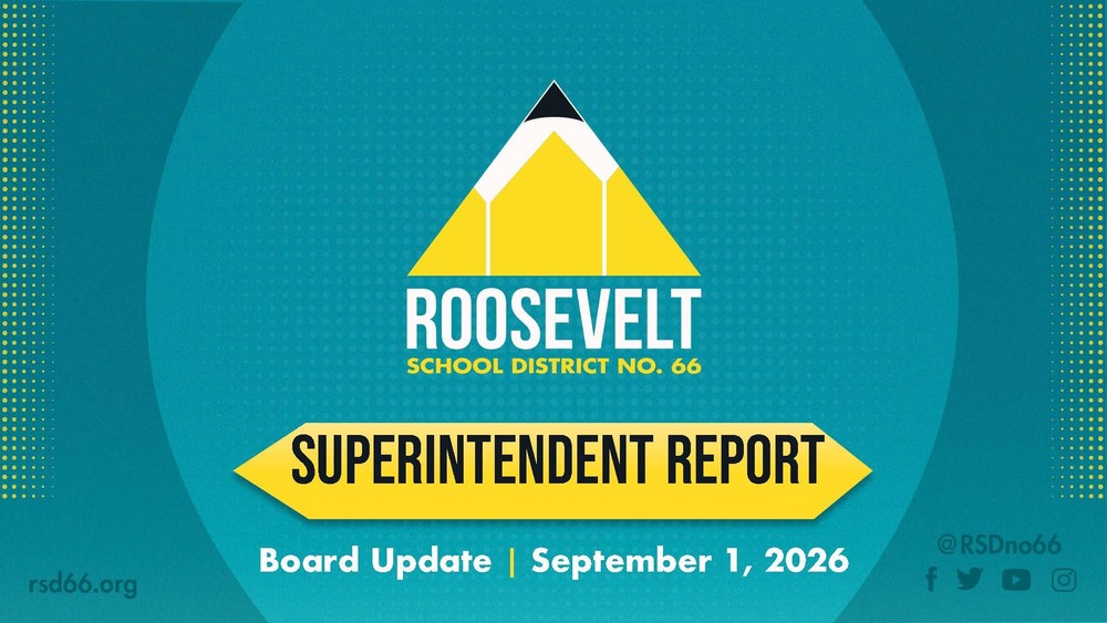 Graphic with district logo and title Superintendent Report
