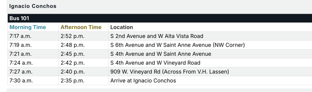 bus schedule, updated
